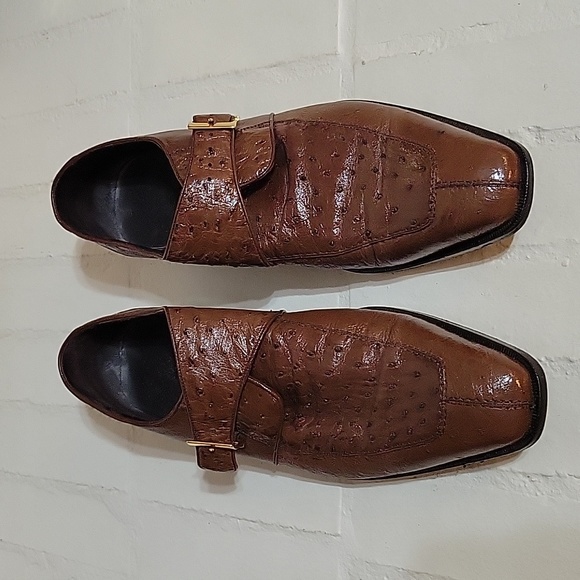 Belvedere Other - BELVEDERE | Josh Brown Ostrich Monkstrap Square Toe Men's Dress Shoes - size 12